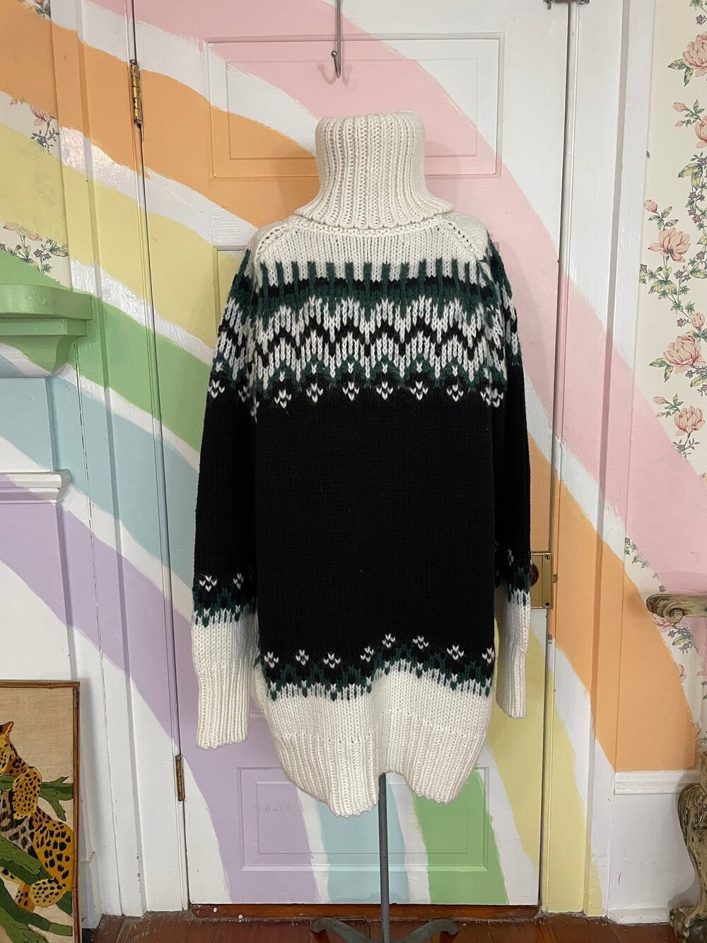 MM6 Maison Margiela NWT Fair Isle Oversized Roll Neck Wool Sweater XS Italy